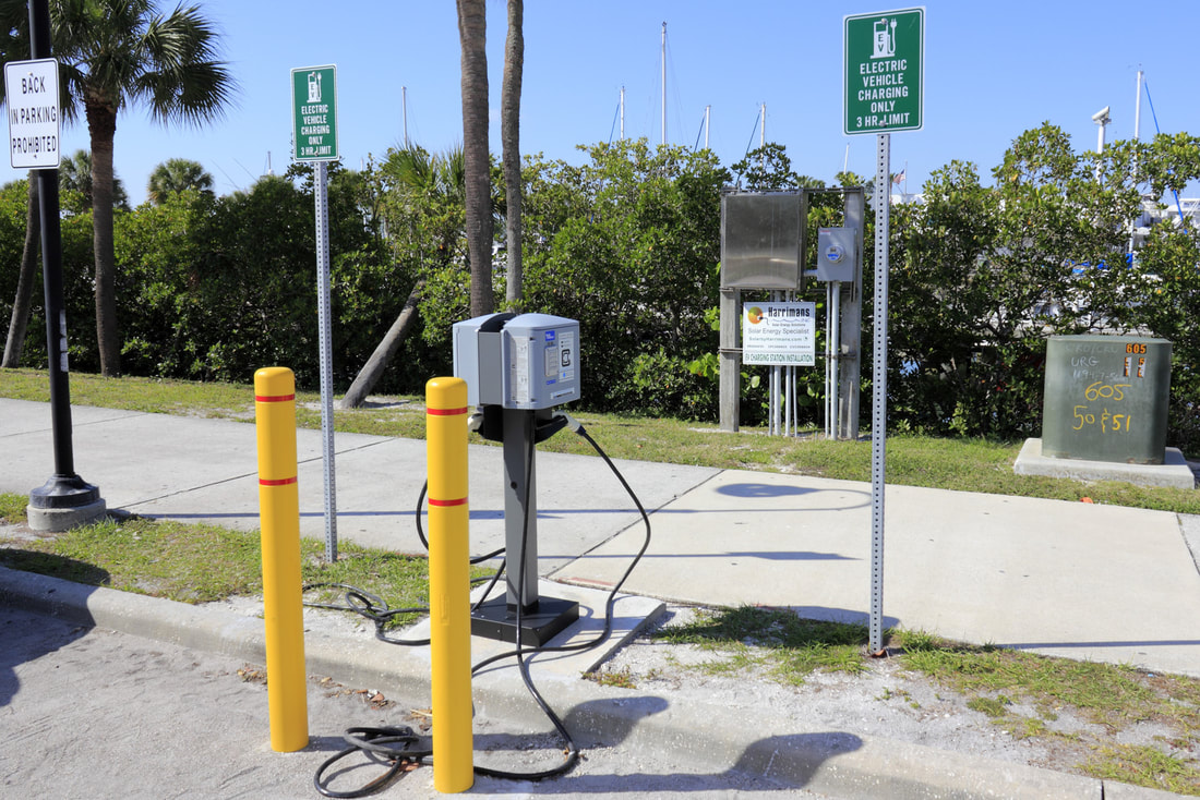 a charging station beside the road